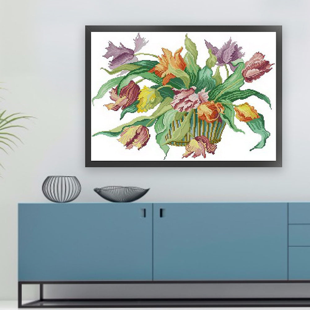 Fragrance Overflowing - Partial  9CT Stamped Cross Stitch - Bead Embroidery 66x51CM/25.98x20.08in