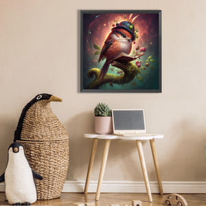 Bird Wearing A Hat 30*30CM(Picture) Full AB Square Drill Diamond Painting