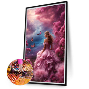 Woman In The Sea Of Flowers 40*70CM(Canvas) Full Round Drill Diamond Painting