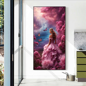 Woman In The Sea Of Flowers 40*70CM(Canvas) Full Round Drill Diamond Painting