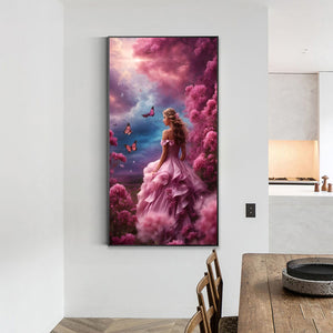 Woman In The Sea Of Flowers 40*70CM(Canvas) Full Round Drill Diamond Painting