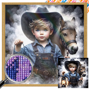 Cowboy Kid 40*40CM(Picture) Full AB Square Drill Diamond Painting