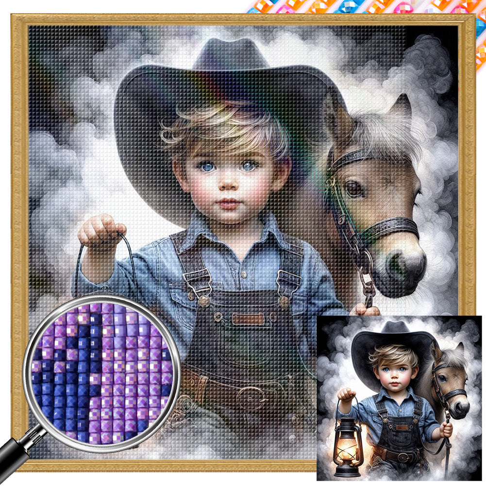 Cowboy Kid 40*40CM(Picture) Full AB Square Drill Diamond Painting