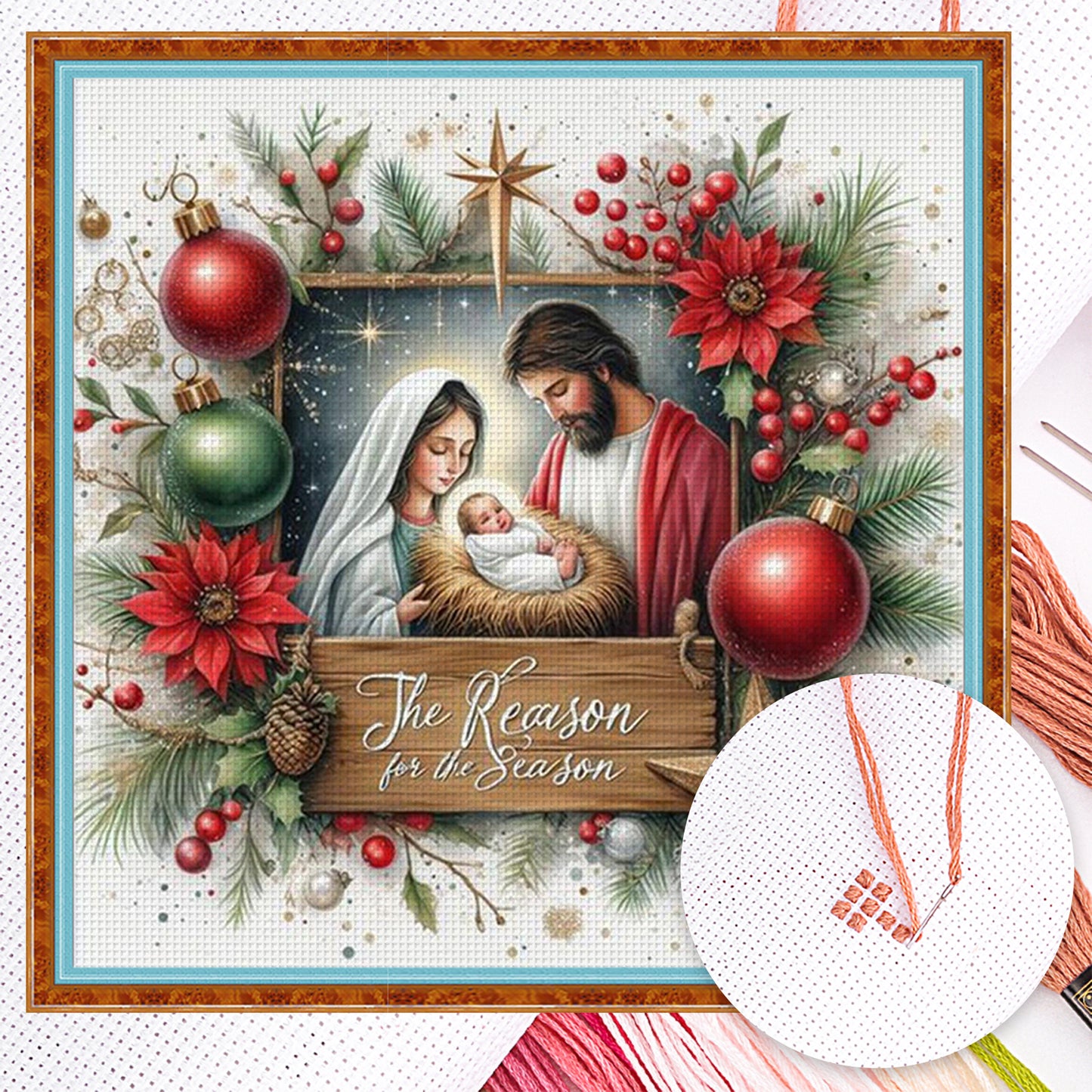 Nativity - Full 14CT Counted Cross Stitch 40x40CM - Huacan