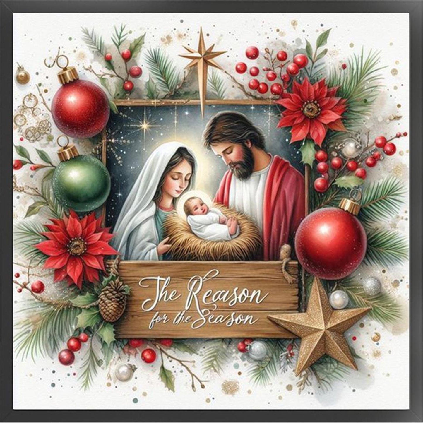 Nativity - Full 14CT Counted Cross Stitch 40x40CM - Huacan