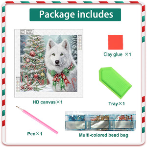 Christmas Arctic Wolf 30*30CM(Canvas) Partial Special Shaped Drill Diamond Painting