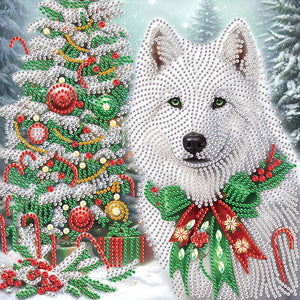 Christmas Arctic Wolf 30*30CM(Canvas) Partial Special Shaped Drill Diamond Painting