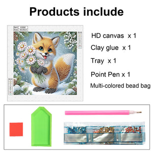 Winter Fox 30*30CM(Canvas) Partial Special Shaped Drill Diamond Painting