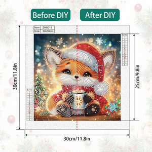 Christmas Fox 30*30CM(Canvas) Partial Special Shaped Drill Diamond Painting