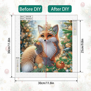 Christmas Fox 30*30CM(Canvas) Partial Special Shaped Drill Diamond Painting