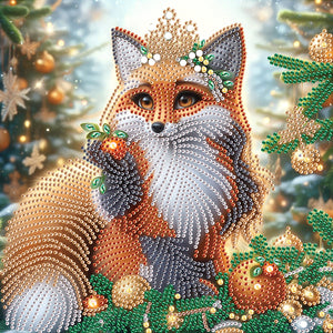 Christmas Fox 30*30CM(Canvas) Partial Special Shaped Drill Diamond Painting