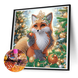 Christmas Fox 30*30CM(Canvas) Partial Special Shaped Drill Diamond Painting