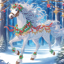 Load image into Gallery viewer, Christmas White Horse 30*30CM(Canvas) Partial Special Shaped Drill Diamond Painting
