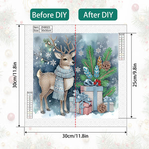 Christmas Deer 30*30CM(Canvas) Partial Special Shaped Drill Diamond Painting