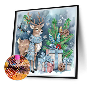 Christmas Deer 30*30CM(Canvas) Partial Special Shaped Drill Diamond Painting