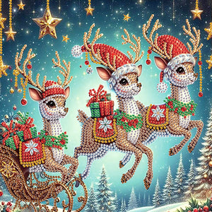 Christmas Deer 30*30CM(Canvas) Partial Special Shaped Drill Diamond Painting