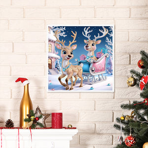 Christmas Deer 30*30CM(Canvas) Partial Special Shaped Drill Diamond Painting