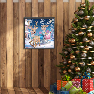 Christmas Deer 30*30CM(Canvas) Partial Special Shaped Drill Diamond Painting