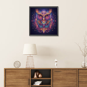 Starlight Animal Owl 30*30CM(Canvas) Partial Special Shaped Drill Diamond Painting