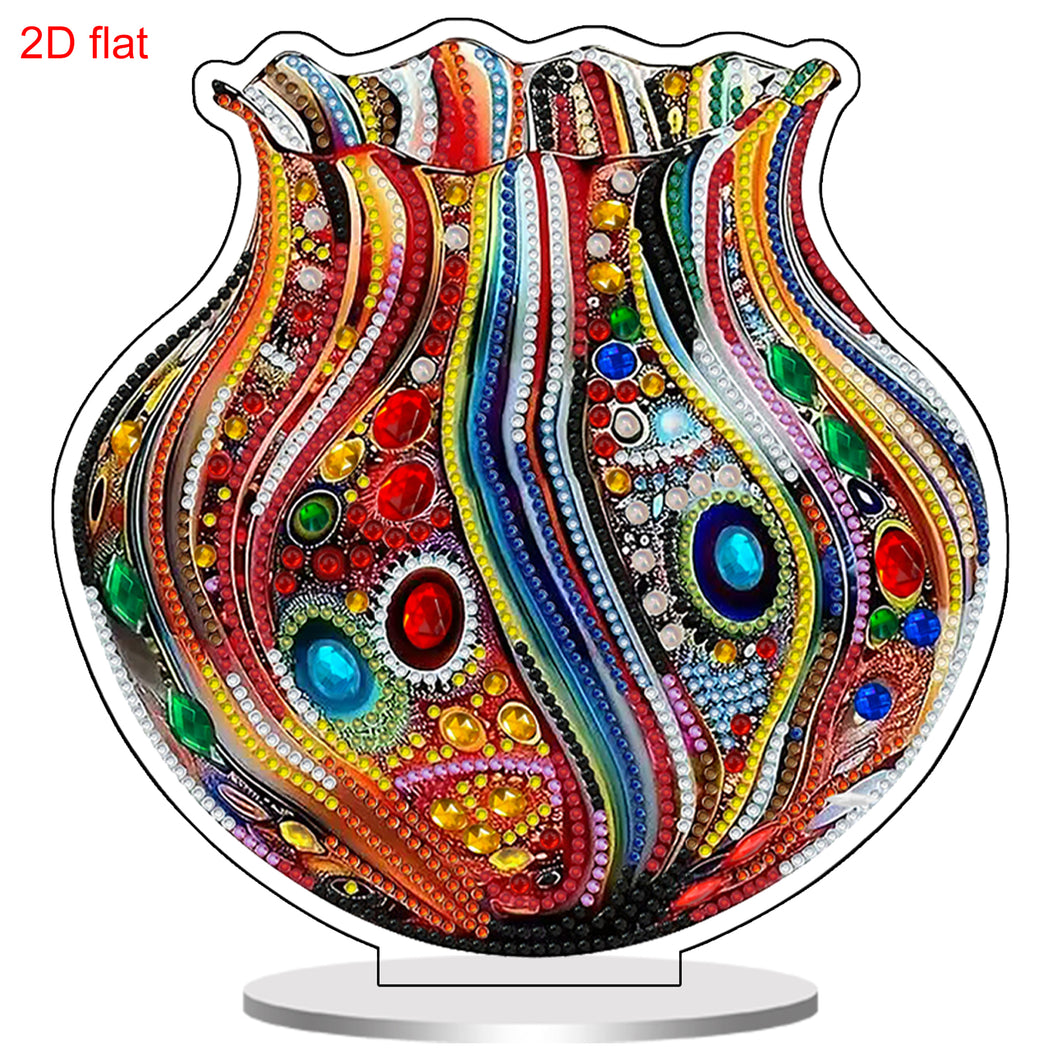 Acrylic 2D Flat Print Art Vase DIY Table Top Diamond Painting Ornament Kits