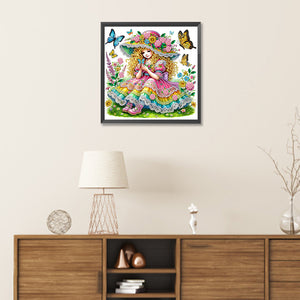 Spring Garden Girl 30*30CM(Canvas) Partial Special Shaped Drill Diamond Painting