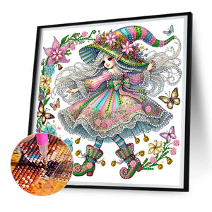 Spring Garden Girl 30*30CM(Canvas) Partial Special Shaped Drill Diamond Painting