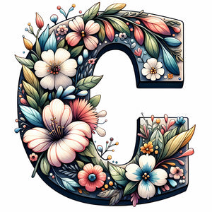 Flower Letter C 30*30CM(Canvas) Full Round Drill Diamond Painting