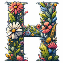 Load image into Gallery viewer, Flower Letter H 30*30CM(Canvas) Full Round Drill Diamond Painting
