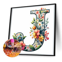 Load image into Gallery viewer, Flowery Letter J 30*30CM(Canvas) Full Round Drill Diamond Painting
