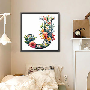 Flowery Letter J 30*30CM(Canvas) Full Round Drill Diamond Painting