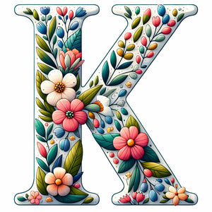 Flower Letter K 30*30CM(Canvas) Full Round Drill Diamond Painting