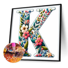 Load image into Gallery viewer, Flower Letter K 30*30CM(Canvas) Full Round Drill Diamond Painting
