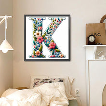 Load image into Gallery viewer, Flower Letter K 30*30CM(Canvas) Full Round Drill Diamond Painting
