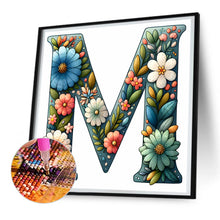 Load image into Gallery viewer, Flower Letter N 30*30CM(Canvas) Full Round Drill Diamond Painting
