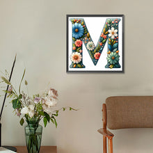 Load image into Gallery viewer, Flower Letter N 30*30CM(Canvas) Full Round Drill Diamond Painting
