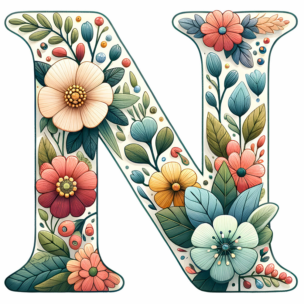 Flowery Letter O 30*30CM(Canvas) Full Round Drill Diamond Painting