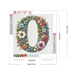 Flowery Letter O 30*30CM(Canvas) Full Round Drill Diamond Painting