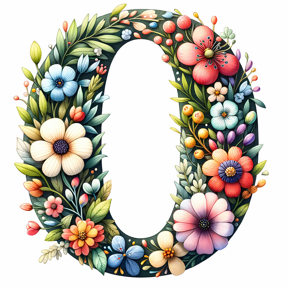 Flowery Letter O 30*30CM(Canvas) Full Round Drill Diamond Painting