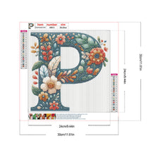 Load image into Gallery viewer, Flowery Letter P 30*30CM(Canvas) Full Round Drill Diamond Painting
