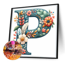 Load image into Gallery viewer, Flowery Letter P 30*30CM(Canvas) Full Round Drill Diamond Painting
