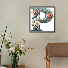 Load image into Gallery viewer, Flowery Letter P 30*30CM(Canvas) Full Round Drill Diamond Painting
