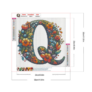 Flowery Letter Q 30*30CM(Canvas) Full Round Drill Diamond Painting