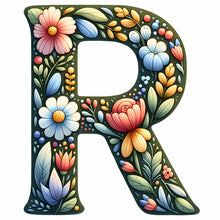 Load image into Gallery viewer, Flower Letter R 30*30CM(Canvas) Full Round Drill Diamond Painting
