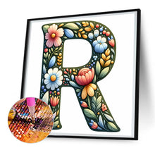 Load image into Gallery viewer, Flower Letter R 30*30CM(Canvas) Full Round Drill Diamond Painting
