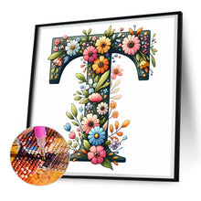 Load image into Gallery viewer, Flower Letter T 30*30CM(Canvas) Full Round Drill Diamond Painting
