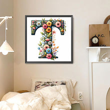 Load image into Gallery viewer, Flower Letter T 30*30CM(Canvas) Full Round Drill Diamond Painting
