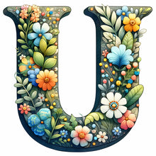 Load image into Gallery viewer, Flower Letter U 30*30CM(Canvas) Full Round Drill Diamond Painting
