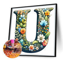 Load image into Gallery viewer, Flower Letter U 30*30CM(Canvas) Full Round Drill Diamond Painting
