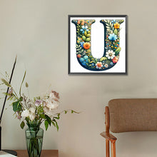 Load image into Gallery viewer, Flower Letter U 30*30CM(Canvas) Full Round Drill Diamond Painting
