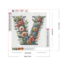 Load image into Gallery viewer, Flower Letter V 30*30CM(Canvas) Full Round Drill Diamond Painting
